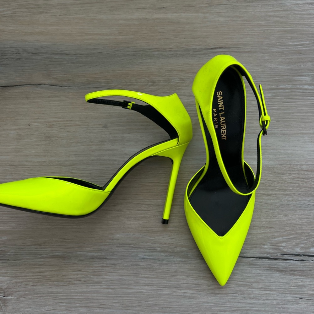 YSL neon yellow heels